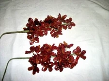 French Glass Beaded Flower Stems Gladiolas Red Orange Vintage Mid Century France