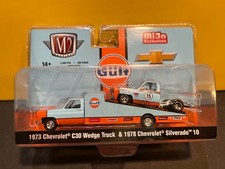 164 M2 Mijo Exclusives Gulf Oil 1973 Chevrolet C30 Wedge Truck 1978 Silverado