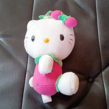 Sanrio Hello Kitty Plush Strawberry Outfit Vintage Soft Toy 9 Inch