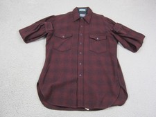 Pendleton Shirt Mens Large Red Shadow Plaid Flannel Wool Man Made in USA 80s