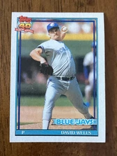 1991 Topps - David Wells #619 - near mint condition - FREE SHIPPING