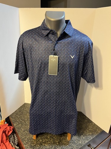Polo golf uomo Callaway Opti Dri blu rossa check poli spandex media - nuova con etichette