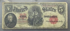 1907 $5 Legal Tender Woodchopper Note (E) FR#91  *6121
