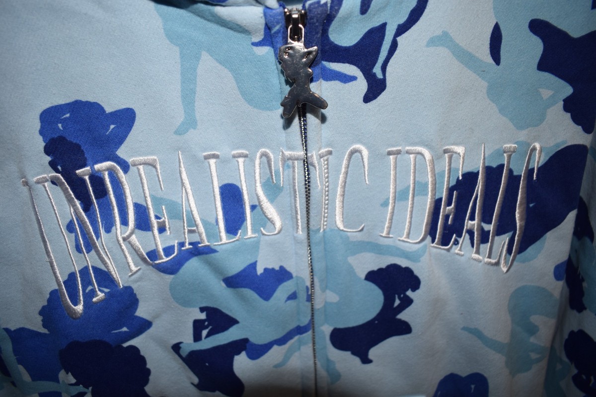 Y2K Named Collective Unrealistic Ideals Blue Sexy Camo Zip Hoodie 