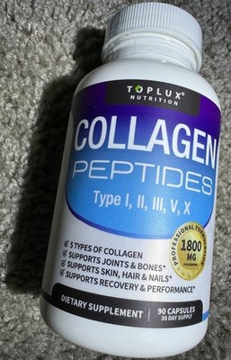 Toplux Nutrition Collagen Peptides 5 Types Complex 1800mg US Made Dietary