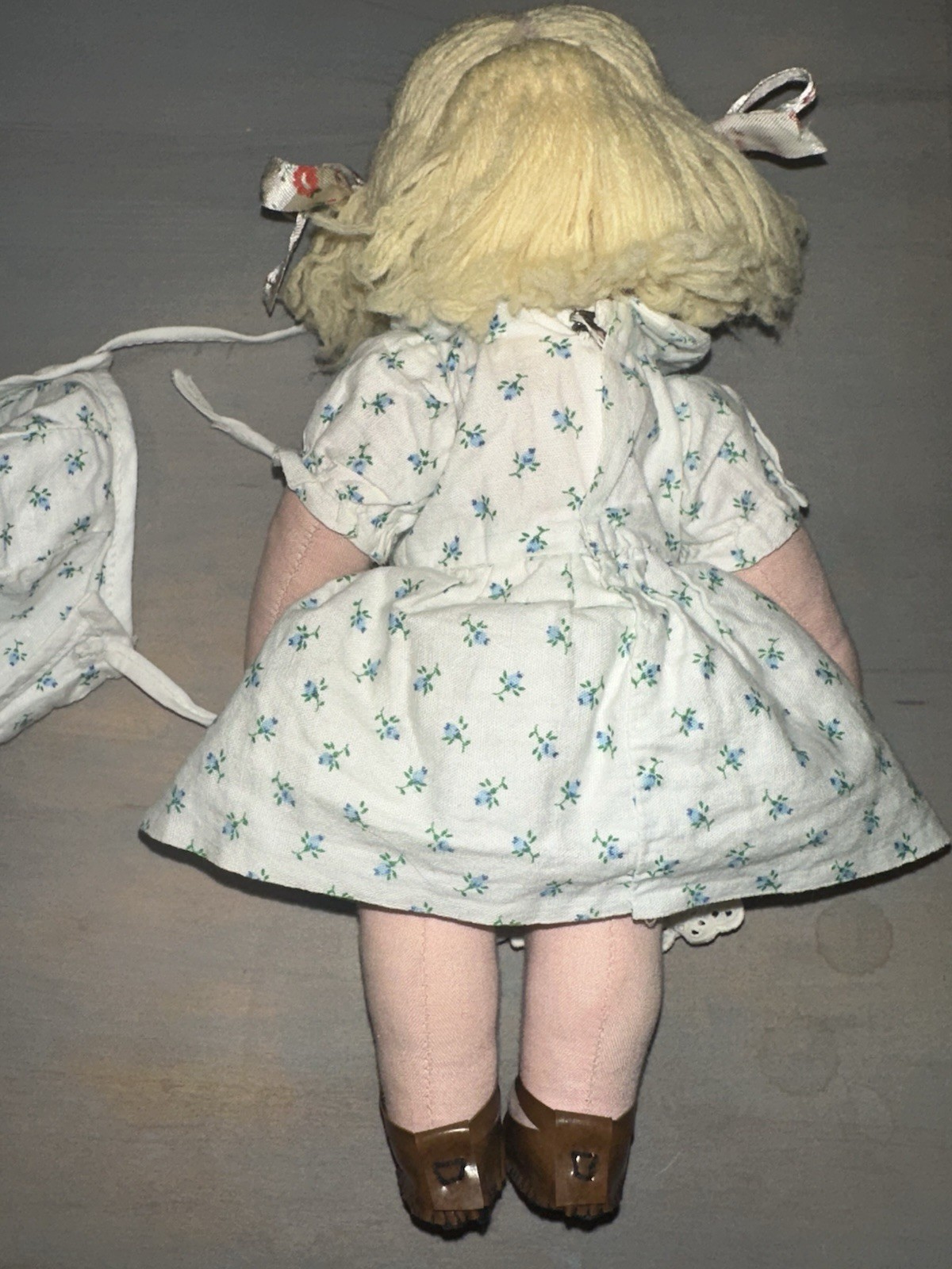 Charming Vintage 1950 Hand Made Cloth Doll, Jointed, Embroidered, Full Outfit