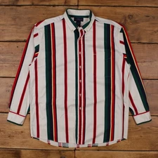 Vintage Mark Alexander Casual Shirt Button L Mens Long Sleeve White Striped