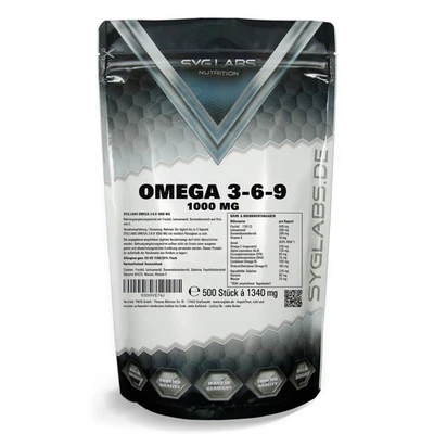 Omega 3 6 9 1000 mg - 500 Kapseln Syglabs Fettsäuren EPA DHA Vitamin - Bild 1 von 4