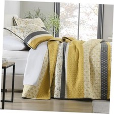 Quilts Queen Size 100 Cotton Lightweight Soft Queen 90"x98" Yellow/Grey