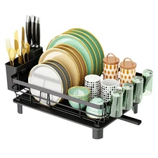 Dish Drying Rack Drain Board Utensil Holder Organizer Drainer Tableware Kitchen