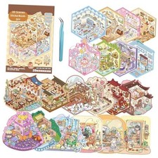 20 Sets Scene Sticker for Children, 3D Sticker Scenes Book 3d Scene Stickers-a
