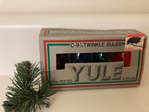 Vtg Yule 4PK Christmas Light Bulbs Twinkle C 9 1/4 Multi Color NOS Lamps Clear - Picture 11 of 12