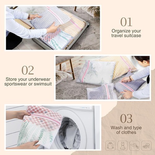Durable 140L Laundry Basket on Wheels - Includes 2 Removable Liners & Mesh Bags - Picture 6 of 10
