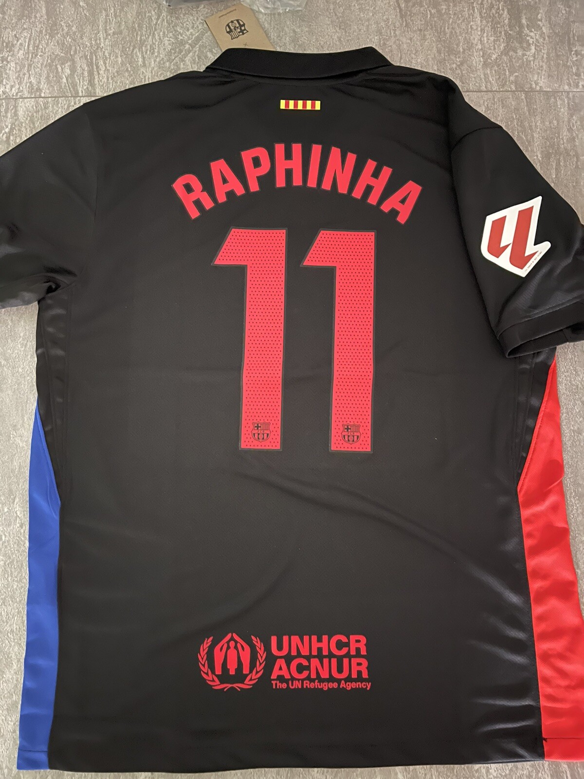 Barcelona 24/25 Away Jersey ‘Raphinha 11’ Size XL (w/ La Liga Patches)