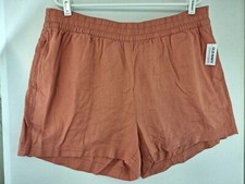 Old Navy Women's XL High-Waisted Linen-Blend Pull-On Shorts Amber Glow