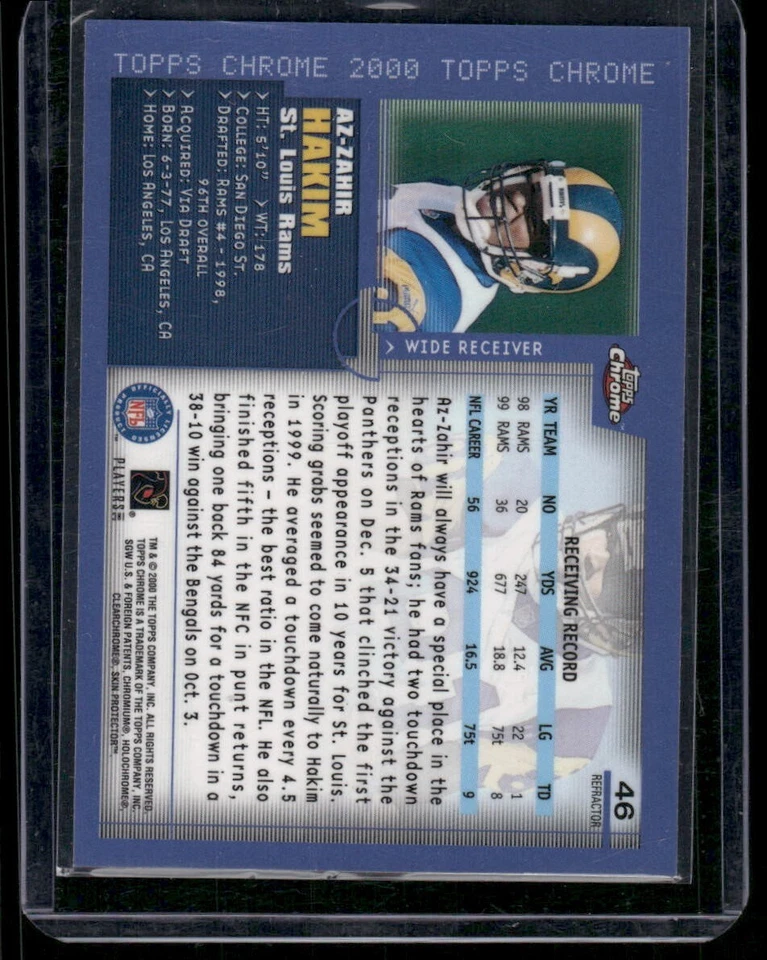 AZ-ZAHIR HAKIM 2000 Topps Chrome Refractor #46 St. Louis Rams - Image 2 of 2