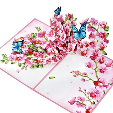 Elegant Orchid Butterfly Pop Up Card - Stunning 3D Greeting Card for birthday