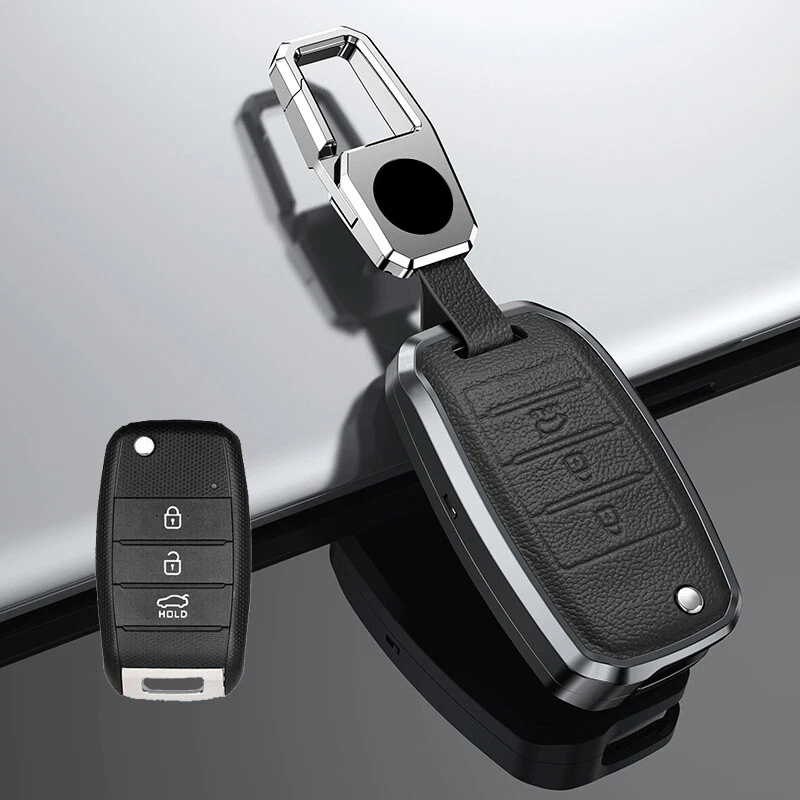 Alloy Leather Car Key Fob Case Cover For Kia Rio Sportage Sorento Niro K3 Soul Foto 4 de 4