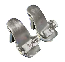 Shadow Rainbow High Natasha Zima Doll Outfit Silver Shoes Slide Heels Sandals