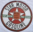 VINTAGE STAR MOTOR 20” SERVICE STATION PORCELAIN SIGN CAR TRUCK OIL GAS