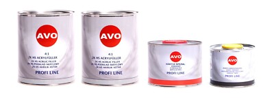 2K Dickschicht Füller Filler Weiß 4:1 Grundierfüller 3 L Set AVO Autolack A028-W