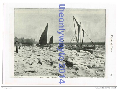 Thames at Chiswick During Recent Frost, London, England, Book Illustration, c189