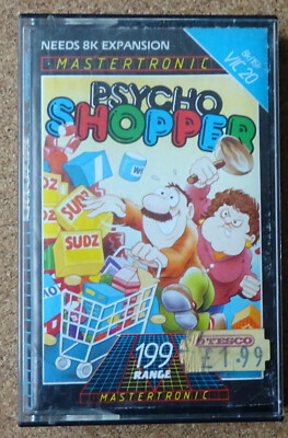 Vintage 1980s Commodore Vic 20 - Psycho Shopper - Mastertronic - Cassette - 8k