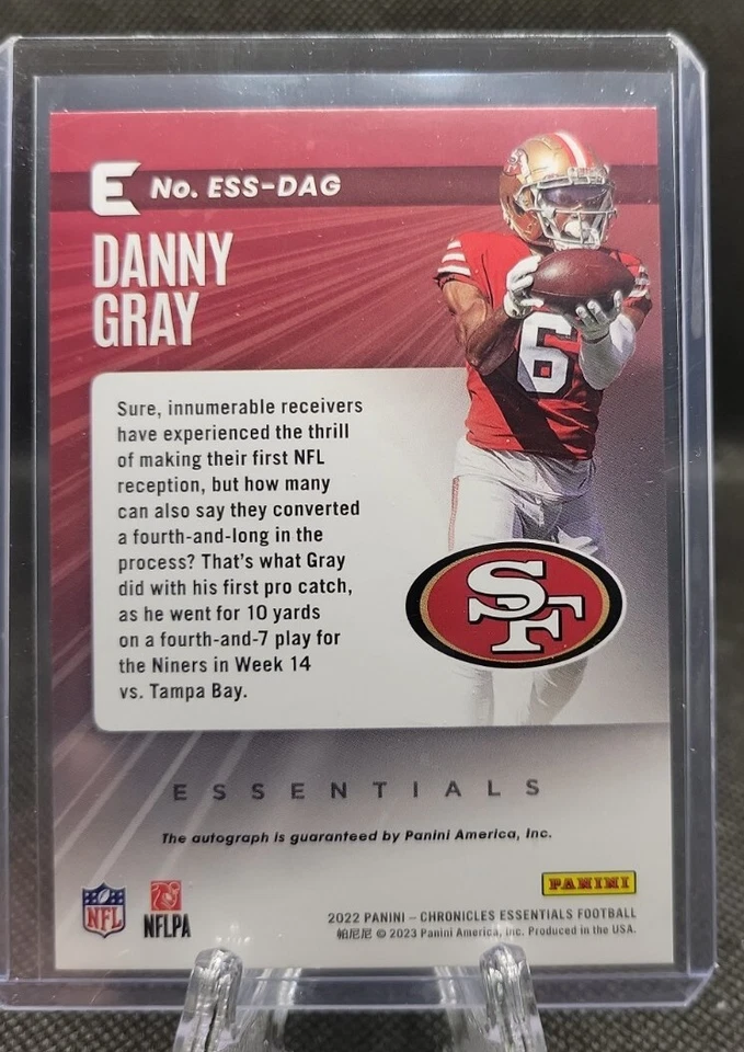 2022 Chronicles Danny Gray 49ers Essentials Auto Rookie Red 73/99 San Francisco - Image 2 of 2