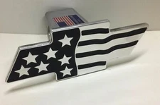chevy bowtie flag,BLACK,hitch cover,chevy,chevy usa flag