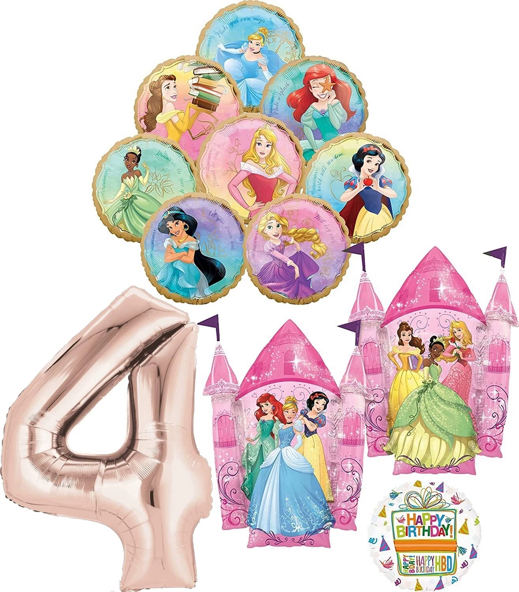 Disney Princess Party Supplies 4th Birthday Balloon Bouquet Decorations with