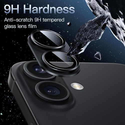 Fits Apple iPhone 16 / 16 Plus Camera Lens Rear Glass Metal Protector Black - Picture 5 of 10