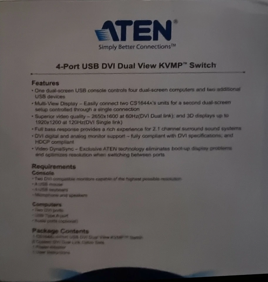 ATEN 4-Port USB DVI Dual View Kvmp Switch - Image 2 of 4