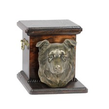Border Collie - urn for dog ashes with a statuette, elegant urn for a dog, uniqu
