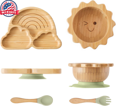 Kids Garden Platos De Bambu Lavavajillas Vajilla Infantil Rana