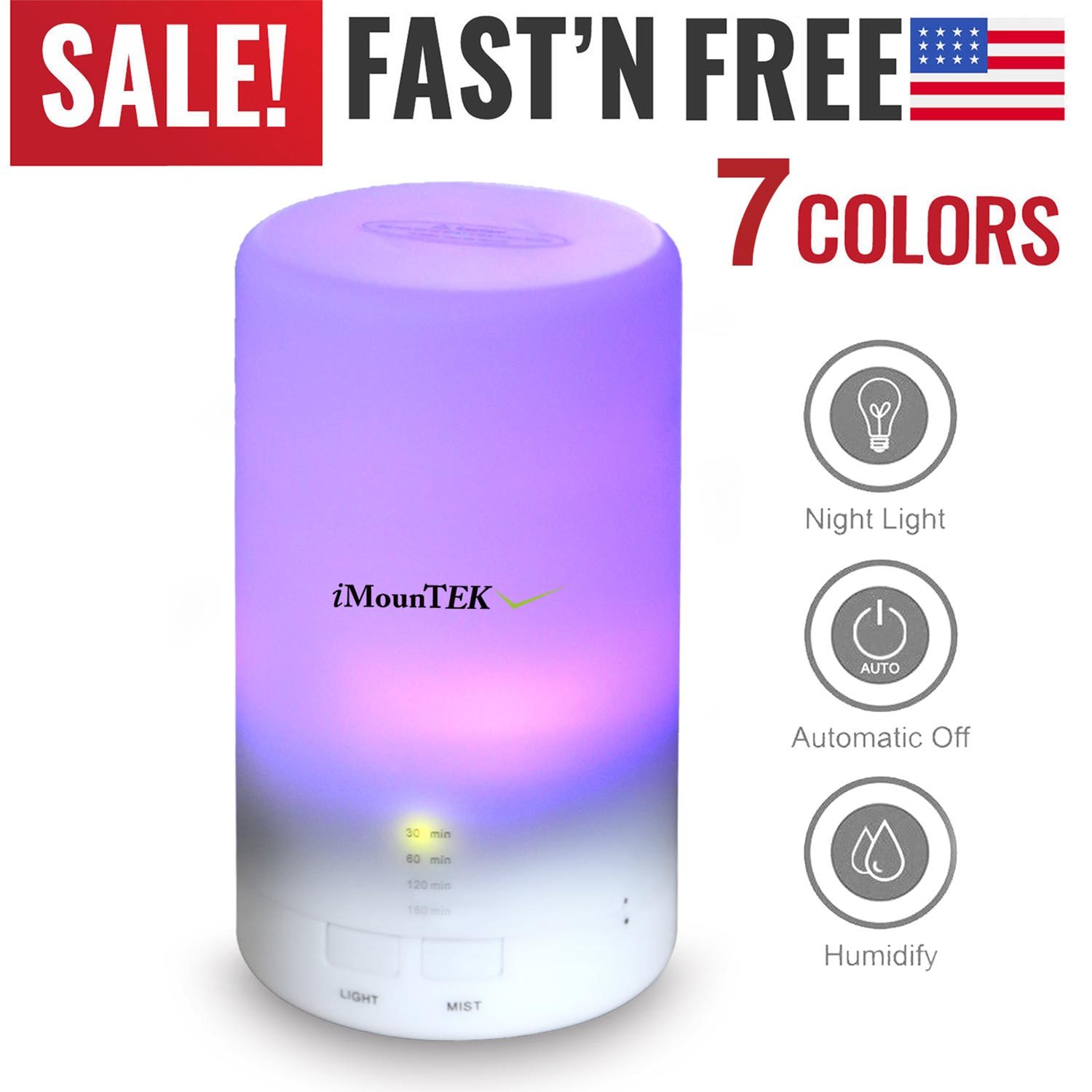 Ultrasonic Aroma Essential Oil Diffuser 7 Colors Light