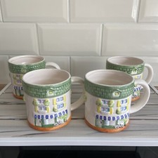 4 Royal Norfolk Mugs Cottage Scene Design Textured Ceramic