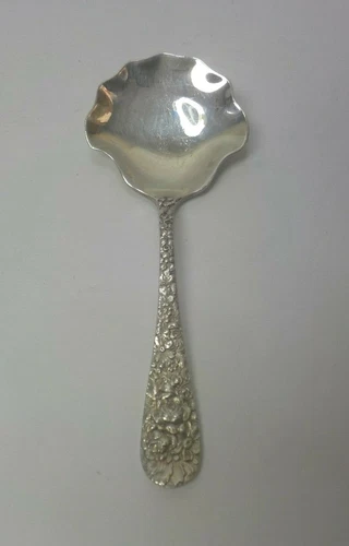 Stieff ROSE Repousse Sterling Silver 5.25" Nut Spoon, No Monogram