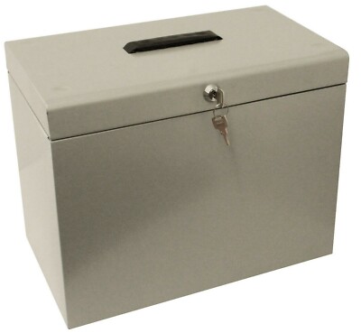 A4 Metal Silver File Filing Box Storage Lockable 5 Suspension Files ...