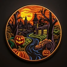 Autumn Patch Iron-on Applique Victorian Artistic Fall Festival Halloween Badge  