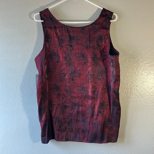 NWT Karen Scott Women's Blouse Red Glitter Floral Stretch Tank Top Size Large - Picture 6 of 8
