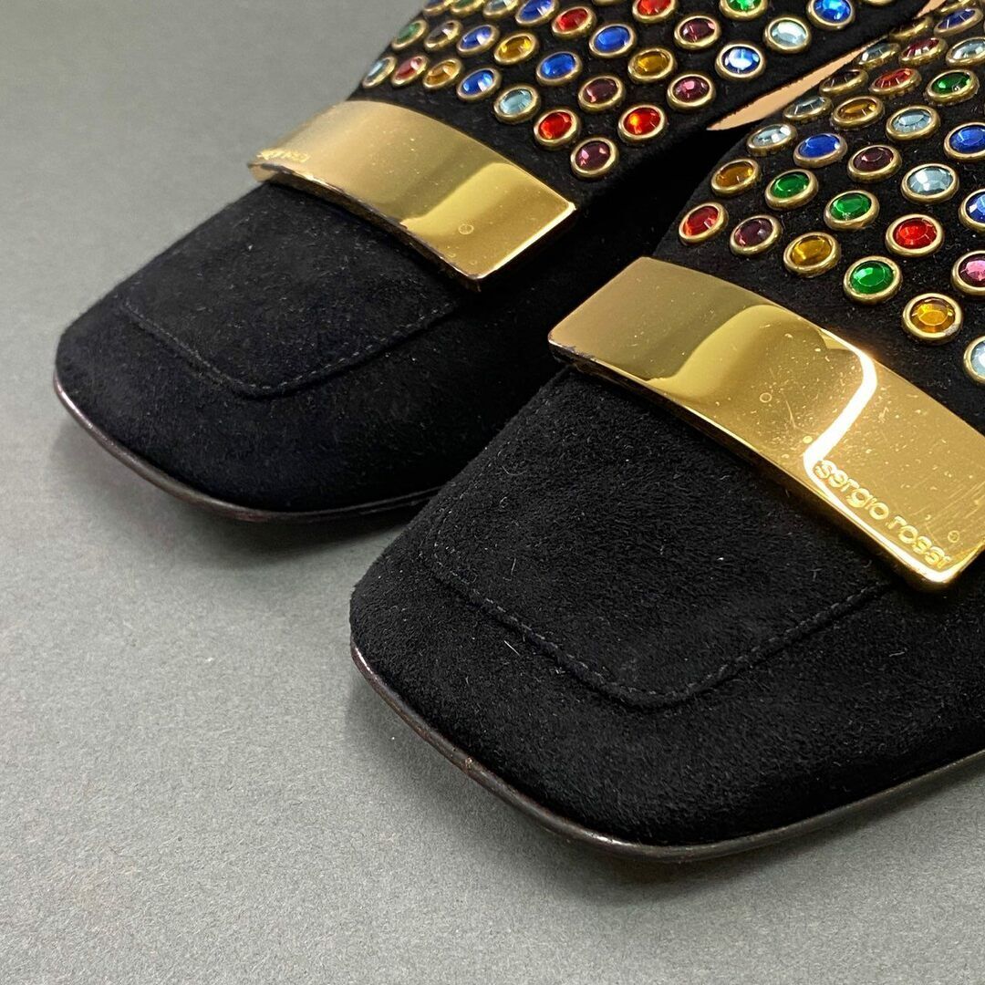 3a10 “” sergio rossi sr1 multi crystal gold plate slip-on 35 3a10 “” sergio rossi sr1 multi crystal gold plate slip-on 35
