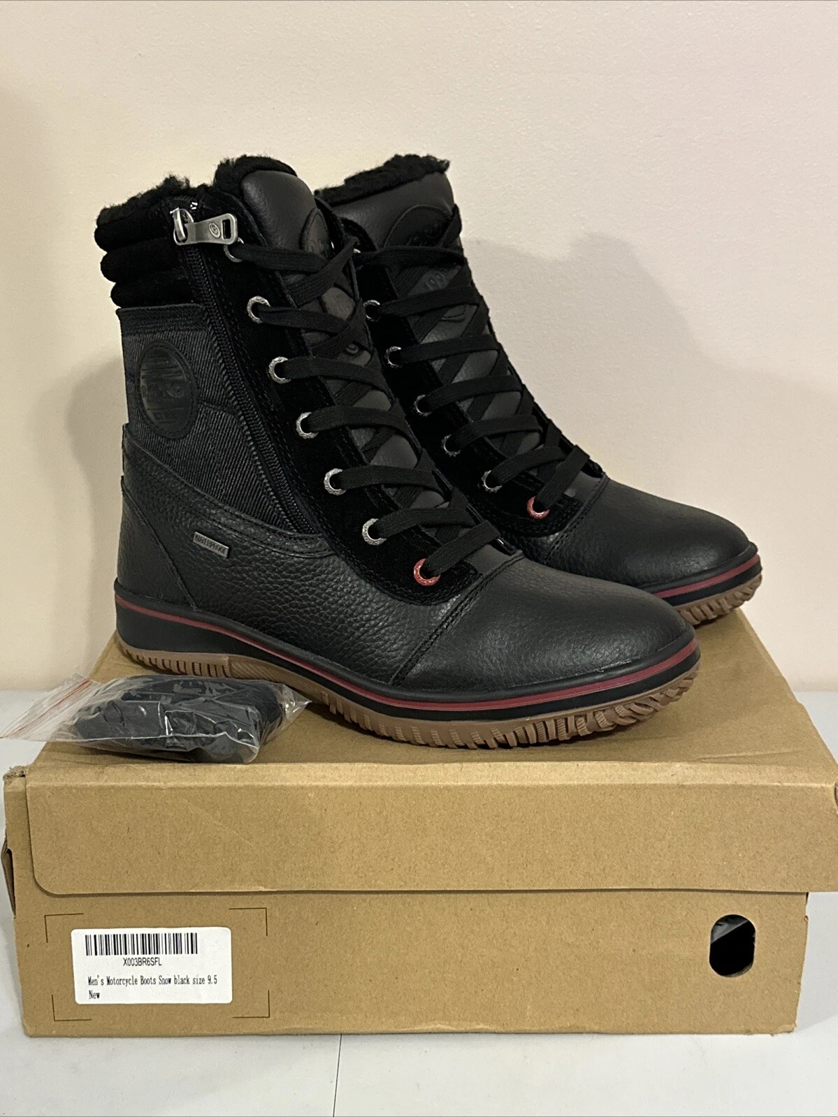 R CORD Size 9.5 Winter Motorcycle/Snow Boots Waterproof Insulated Zip Side