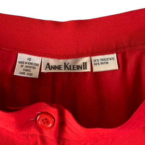 Anne Klein II Hosenanzug Damen Gr. 10 Rot Langarm Bluse Knopfleiste - Bild 10 von 14