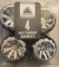 Modern Shatterproof Silver  White X4 Round Christmas Tree Ornaments EB1D23