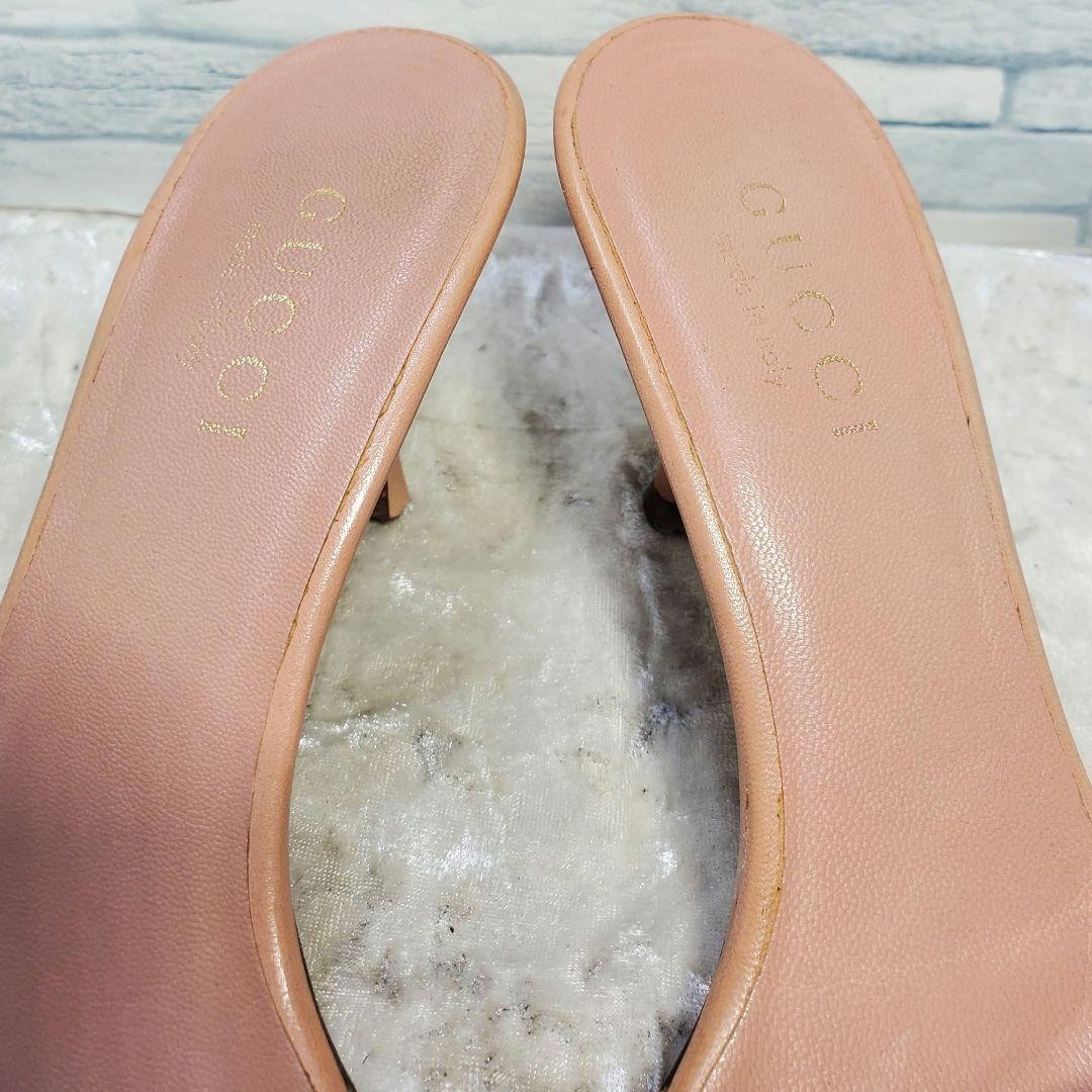 GUCCI Mules Sandals Heel Leather Pink Beige EU37/US7 116126c thumbnail 8