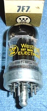 1 NOS Westinghouse 7F7 Vacuum Tube - 1965 Vintage Black Plate Audio Twin Triode