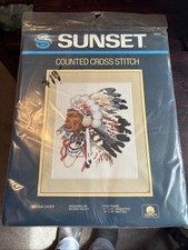 NEW Sunset Counted Cross Stitch Kit "Indian Chief" 11x14" 2959