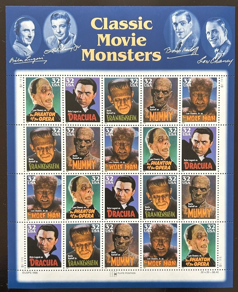 USA - Classic Movie Monsters - Bogen postfrisch - Bild 1 von 1