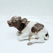 Royal Copenhagen Lying Calf Cow Porcelain Figurine #1072 7" Vintage