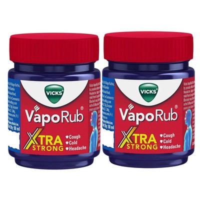 2x Vicks VapoRub Xtra Strong 50ml Balm Cold Cough Congestion Relief Vaporizing